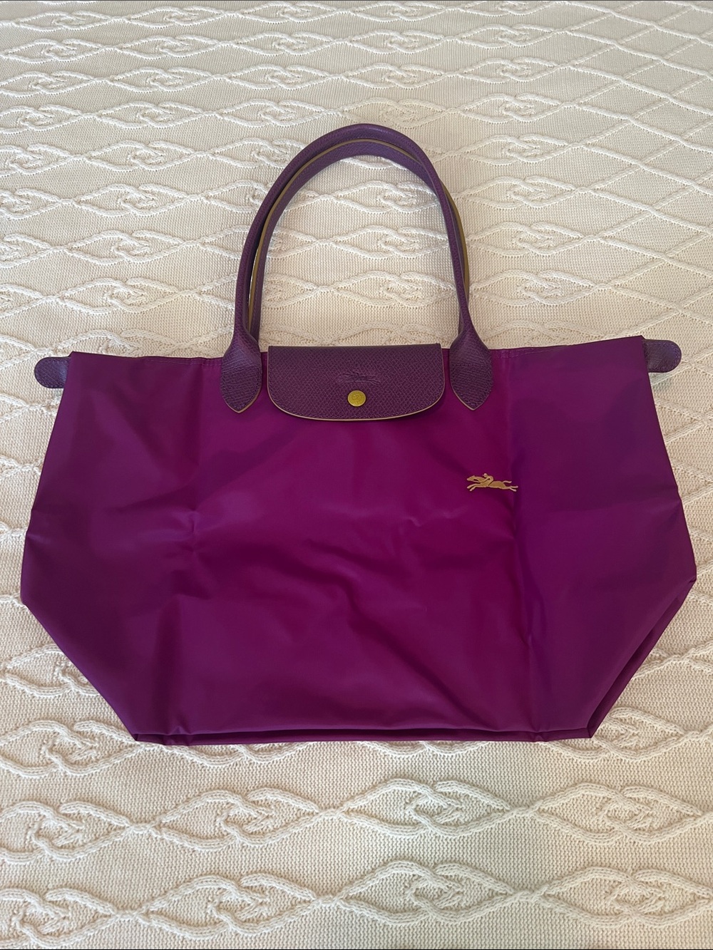 Longchamp Purple Nylon Le Pliage Tote Medium like New